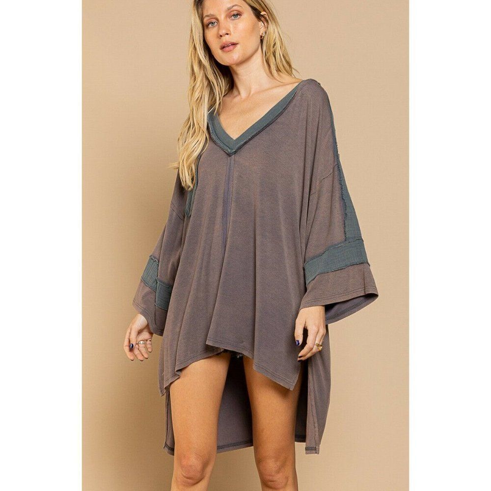 POL Clothing Tunic Shirt Dress Beach Coverup Boho Bohemian Cute Antique Bronze